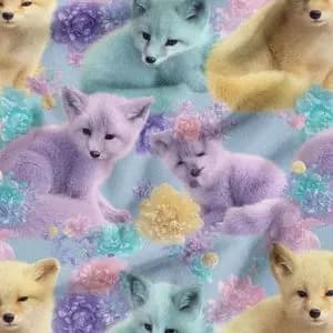 پارچه مخمل کوسن مبل پارچه باما طرح سه بعدی روباه کیوت کد 5014055