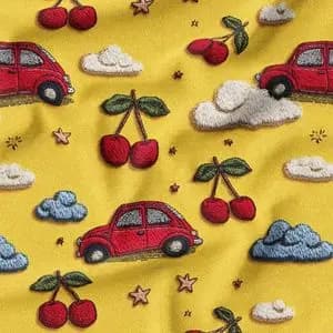 پارچه مخمل روبالشی پارچه باما طرح سه بعدی ماشین کیوت کد 5014144