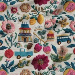 پارچه مخمل روبالشی پارچه باما طرح سه بعدی ماشین نوستالژی کد 5014234