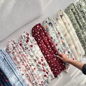 شال چاپی منگوله دار کد 1129