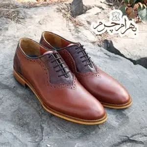 کفش مردانه مجلسی چرم طبیعی دست دوز مدل ژرژ قهوه ای