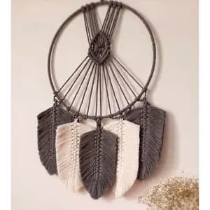 دیوارکوب دایره مکرومه با برگ مدل نگار