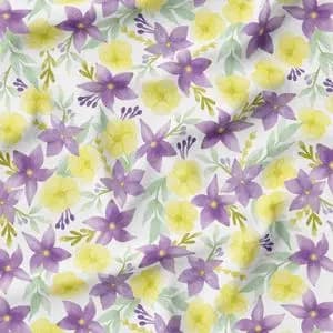 پارچه مخمل روبالشی طرح گل و برگ کد 5012426