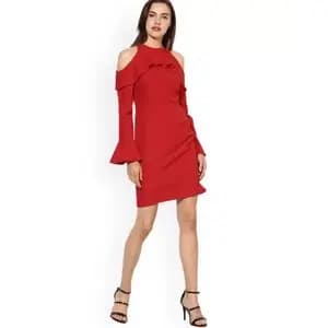 پیراهن مجلسی عروسکی قرمز زنانه