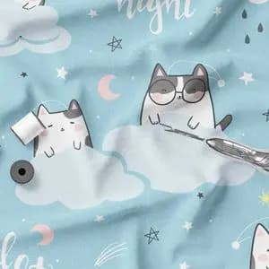 پارچه ملحفه مدل مخمل طرح گربه کیوت کد 5011422