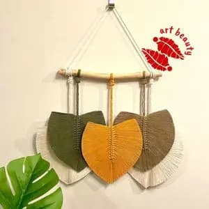 دکور برگ مکرومه با چوب طبیعی مدل سایه