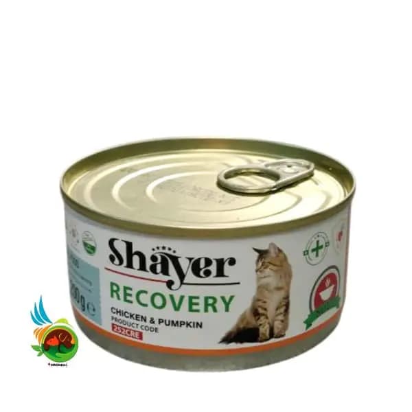 کنسرو غذای گربه مدل ریکاوری مرغ و کدو حلوایی شایر وزن ۲۰۰ گرم