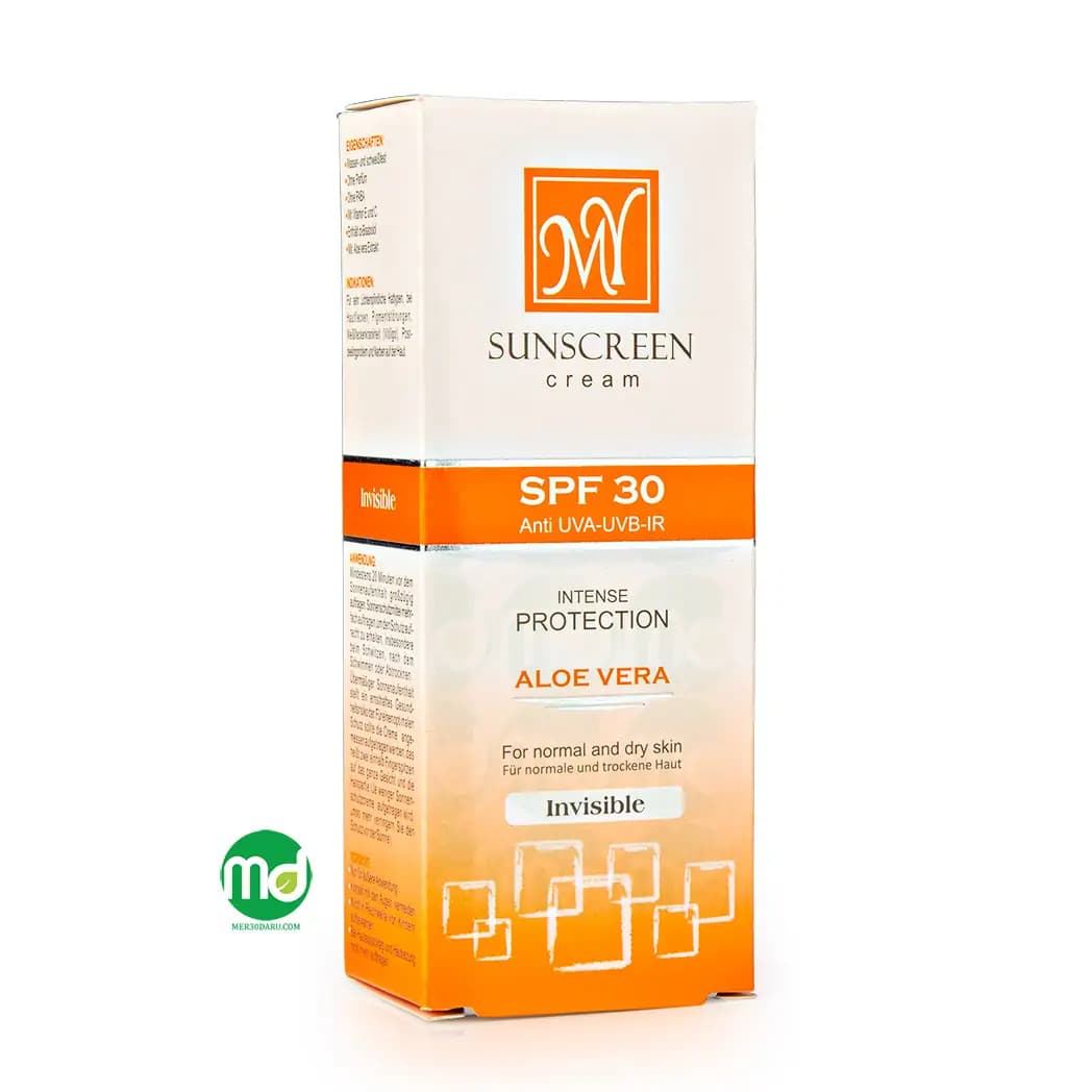 ضد آفتاب بی رنگ مای برای پوست خشک حاوی آلوئه ورا SPF30