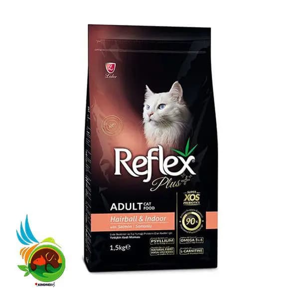 غذای خشک گربه رفلکس پلاس هیربال مدل Reflex plus hairball & indoor adult cat food وزن ۱/۵ کیلوگرم