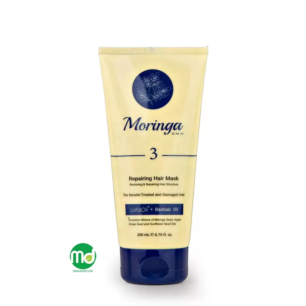ماسک مو ترمیم کننده 3 مورینگا مناسب موی کراتین شده
