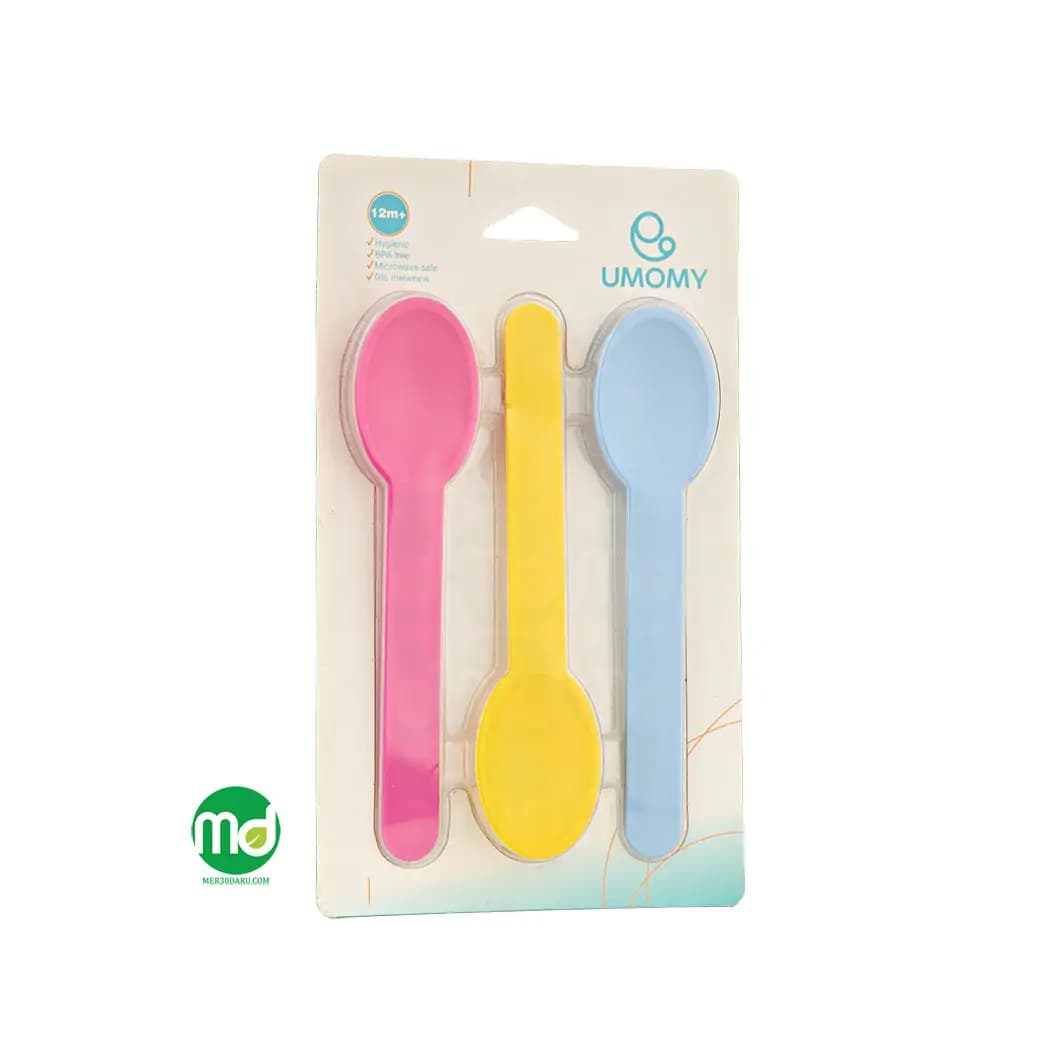 قاشق غذا خوری کودکان یومامی مدل رنگین کمان 3 عدد