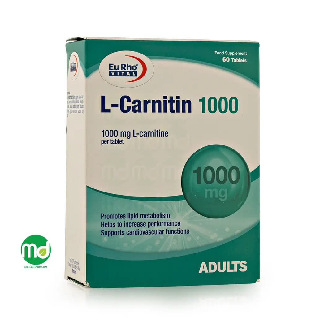 قرص ال کارنیتین 1000 میلی گرمی یوروویتال کمک به چربی سوزی 60 عدد