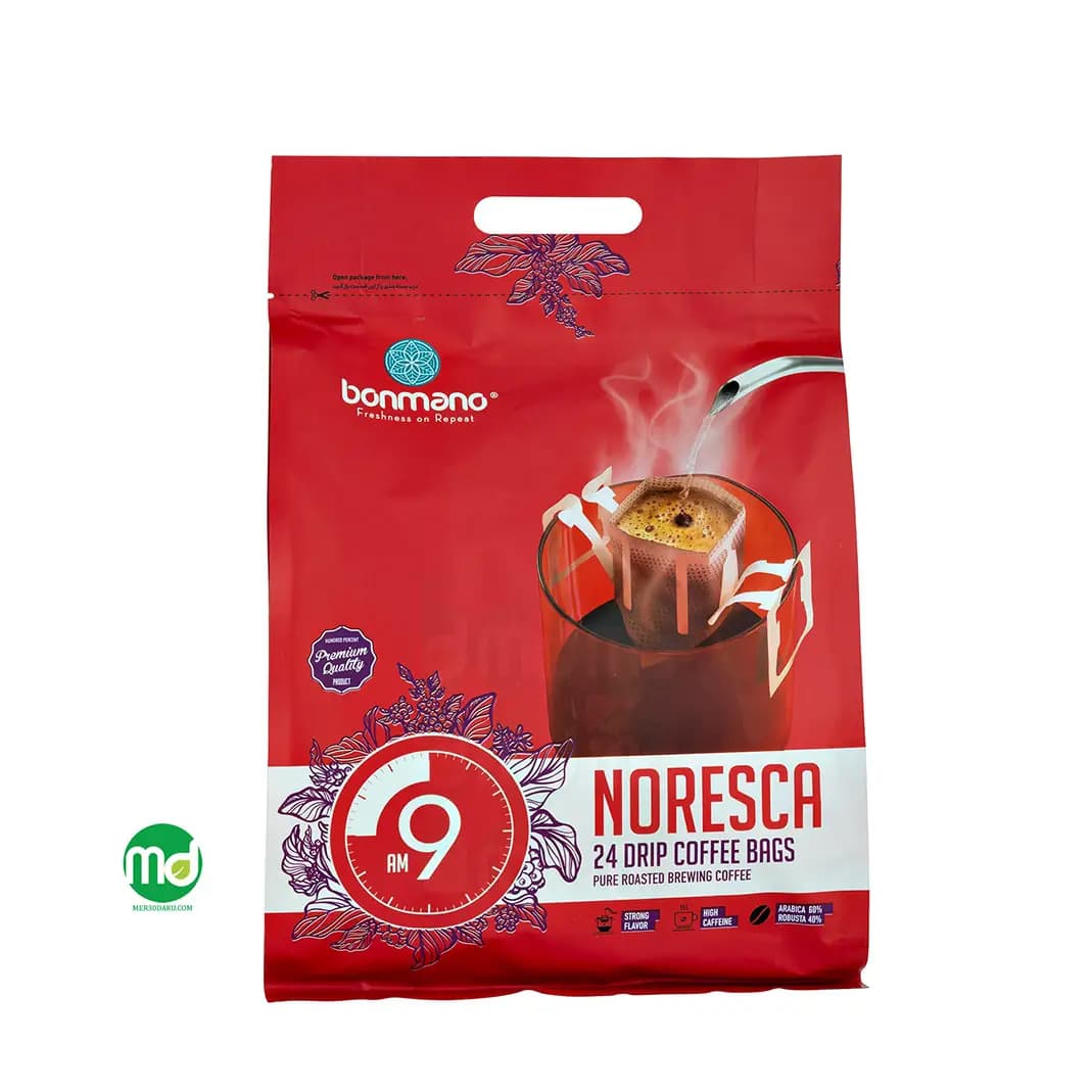 پودر قهوه نورسکا کیسه ای 9 صبح بن مانو با کافئین زیاد