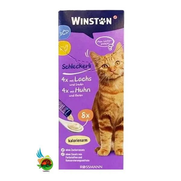 بستنی گربه وینستون با طعم سالمون و اینولین mit Lachs und Inulin بسته ۸ عددی