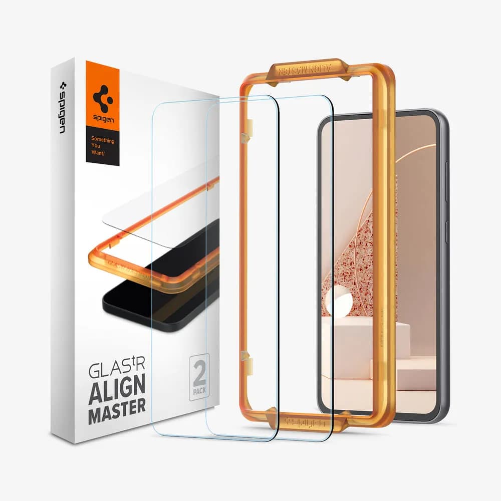 محافظ صفحه نمایش گلکسی S23 FE برند اسپیگن Spigen Glas.tR AlignMaster for Galaxy S23 FE بسته 2 تایی
