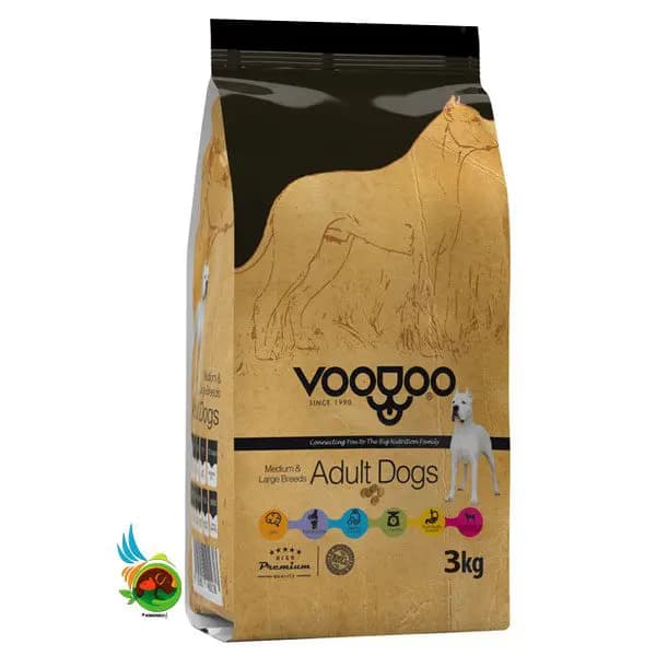 غذای خشک سگ بالغ نژاد متوسط و بزرگ وودو Voodoo adult dogs medium & large breeds وزن ۳ کیلوگرم