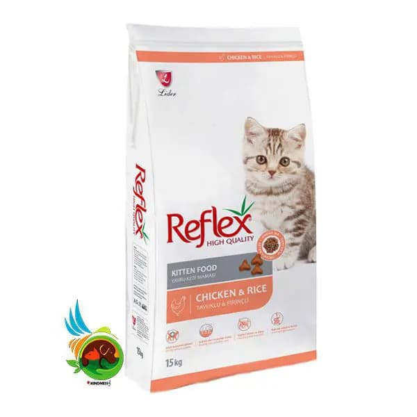 غذای خشک بچه گربه رفلکس مرغ و برنج Reflex kitten chicken & rice وزن ۱۵ کیلوگرم