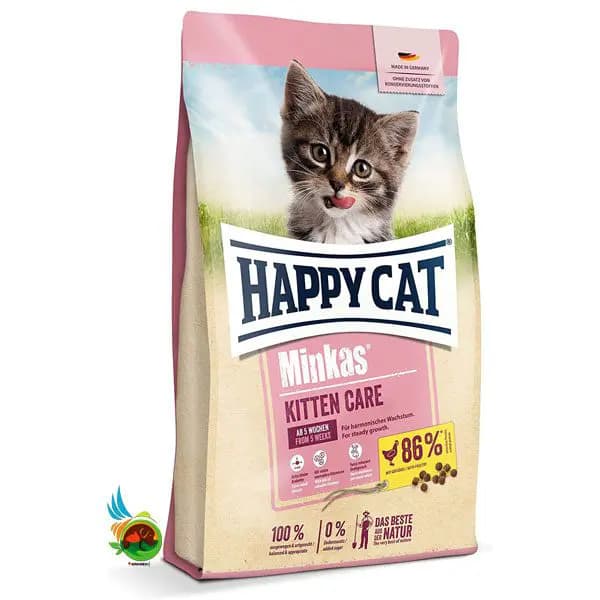غذای خشک بچه گربه مینکاس هپی کت با طعم مرغ Happycat minkas kitten with poultry وزن ۱۰ کیلوگرم