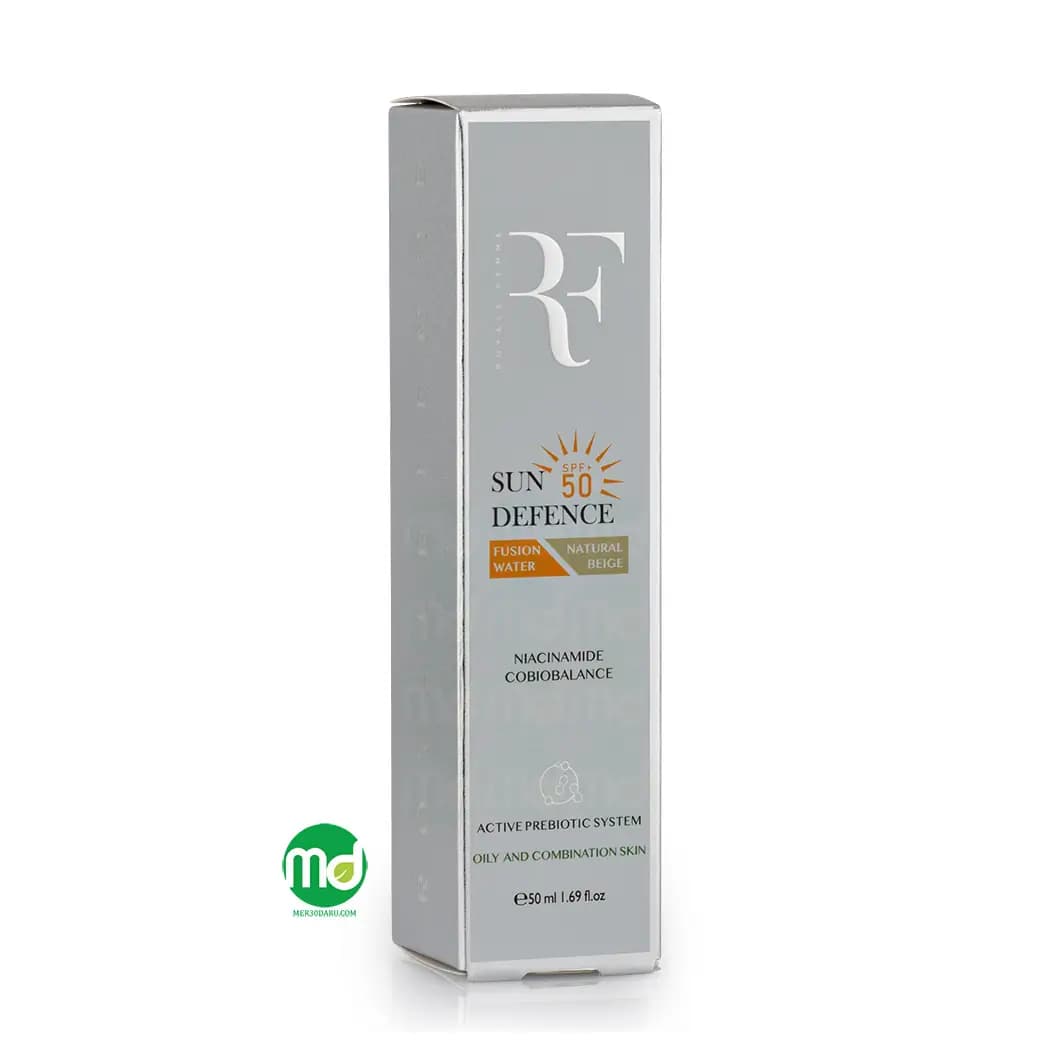 کرم ضد آفتاب رنگی آر اف پوست چرب مدل فیوژن واتر SPF+50
