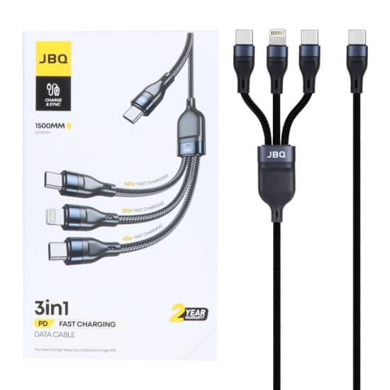کابل تبدیل فست شارژ سه کاره جی بی کیو مدل CA-537 به طول 1.5 متر