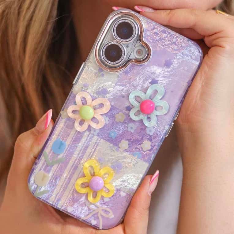 قاب آیفون گلهای پاستیلی رنگی