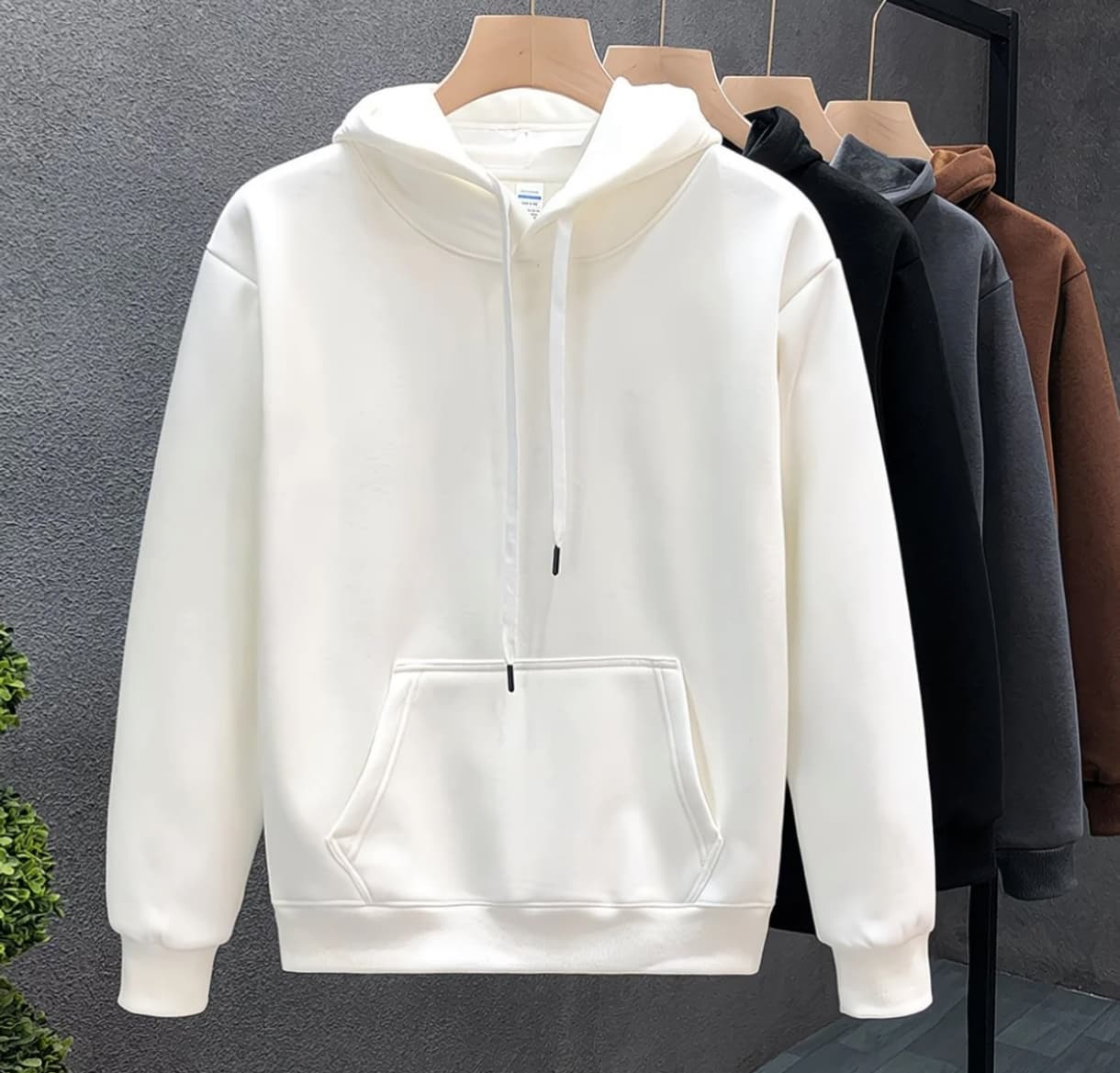 هودی سفید 🤍 سایز بزرگ قواره دار لش | 4xl و 5xl