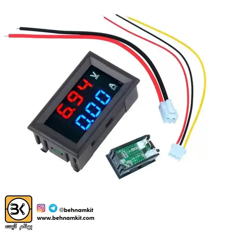 ولت متر ، امپر متر ديجيتال 100 ولت 10 آمپر / LED ابي , قرمز