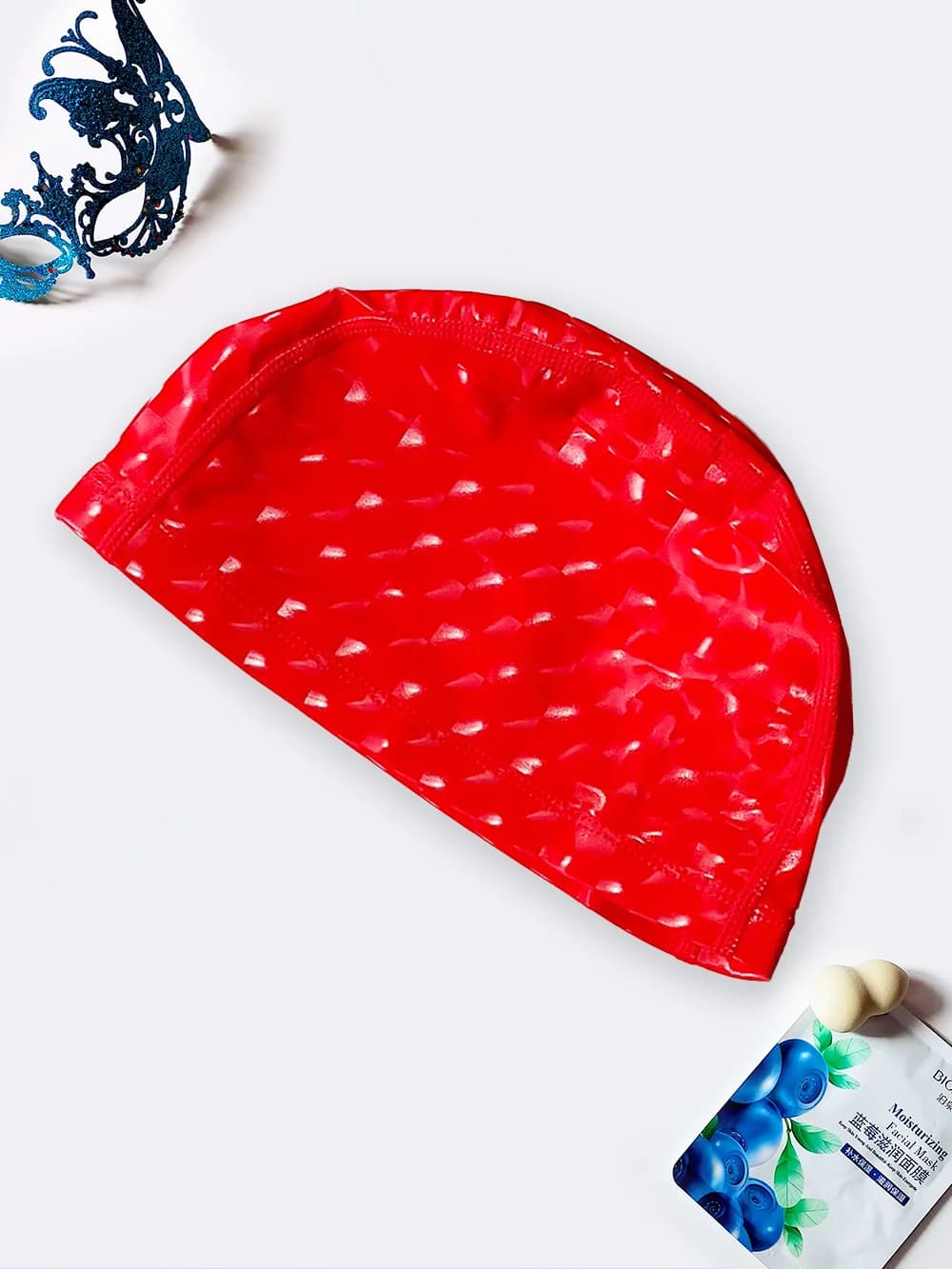کلاه شنا زنانه با جنس فومی سه بعدی جذاب به رنگ قرمز