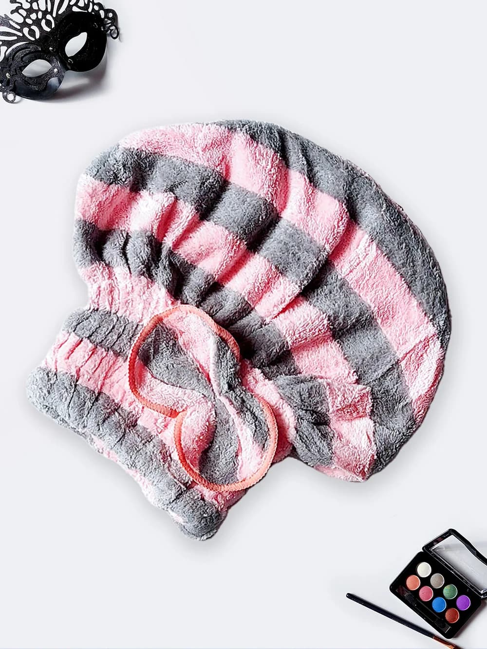 کلاه برای خشک کردن مو بعد از استخر و حمام زنانه طوسی و صورتی رنگ