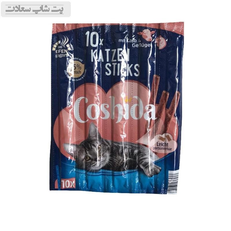 تشویقی مدادی گربه کوشیدا با طعم گوشت گوساله و مرغ Cooshida Cat Stick Beef & Poultry بسته 5 عددی