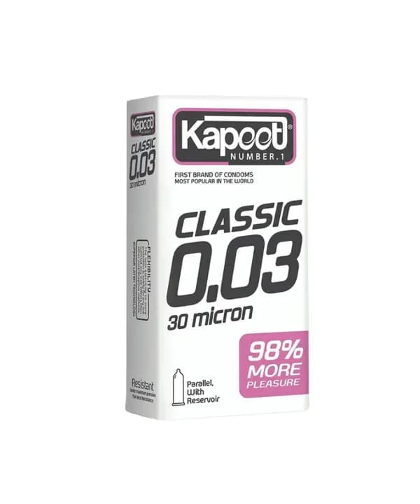 کاندوم فوق العاده نازک کلاسیک کاپوت Kapoot مدل 30 میکرون بسته 10عددی