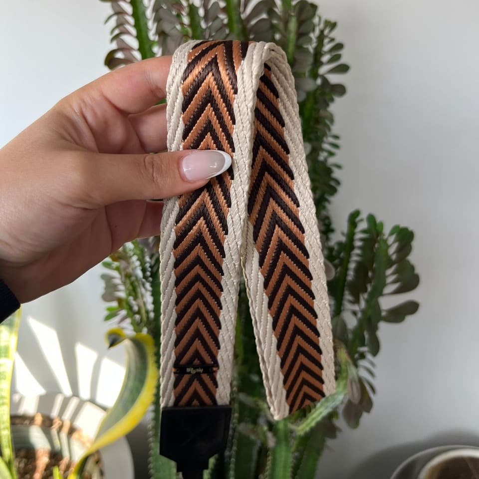 بند دوربین قهوه ای کرم بندینو Bandino Brown & Cream Camera Strap