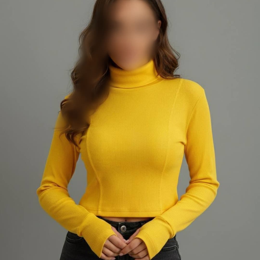 کراپ یقه اسکی فینگری جلو دوخت (پک 6 عددی)