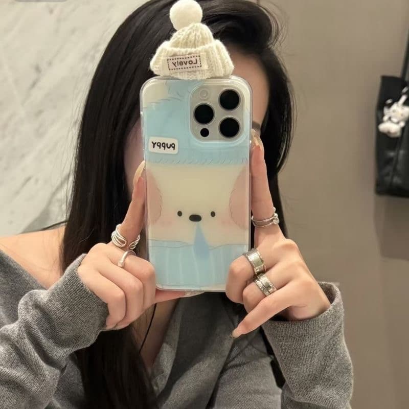 قاب آیفون پاپی کلاه بافتنی