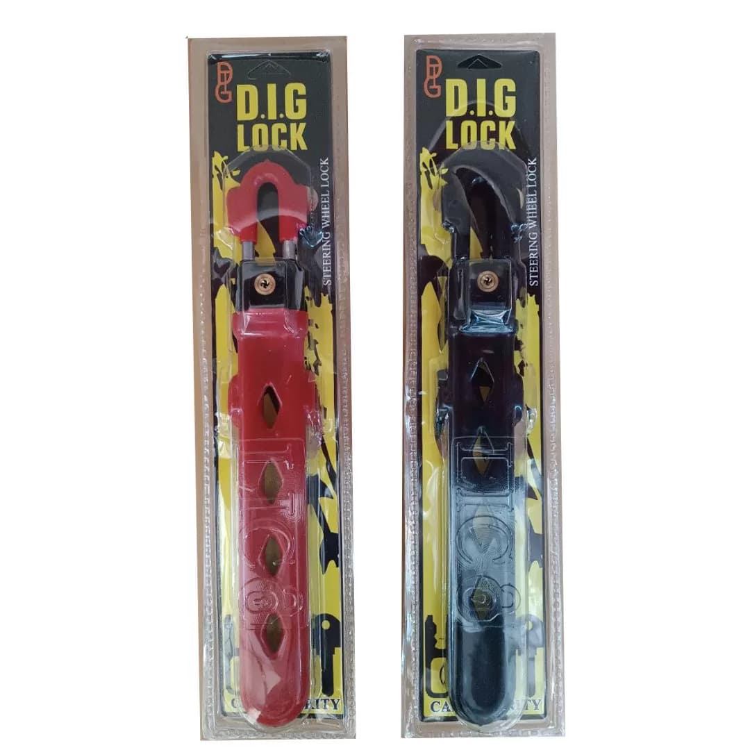 قفل فرمان دوبل برند دیگلاک وارداتی سنگین با کلید ستاره ای چپ