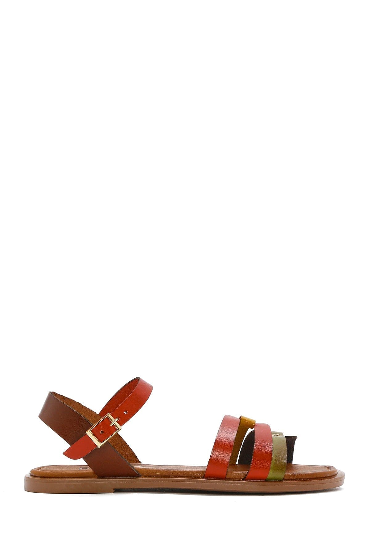 صندل زنانه چرمی رنگی مدل بدروم دری مد