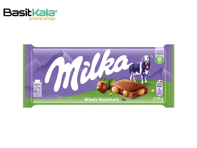تابلت شکلات شیری با فندق کامل ۹۵ گرم میلکا