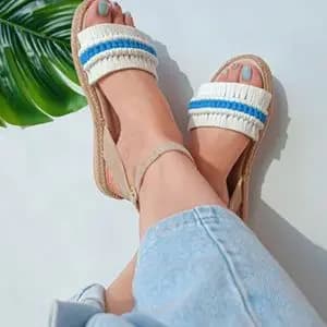 صندل زنانه مکرومه بافی مدل صدف دریا