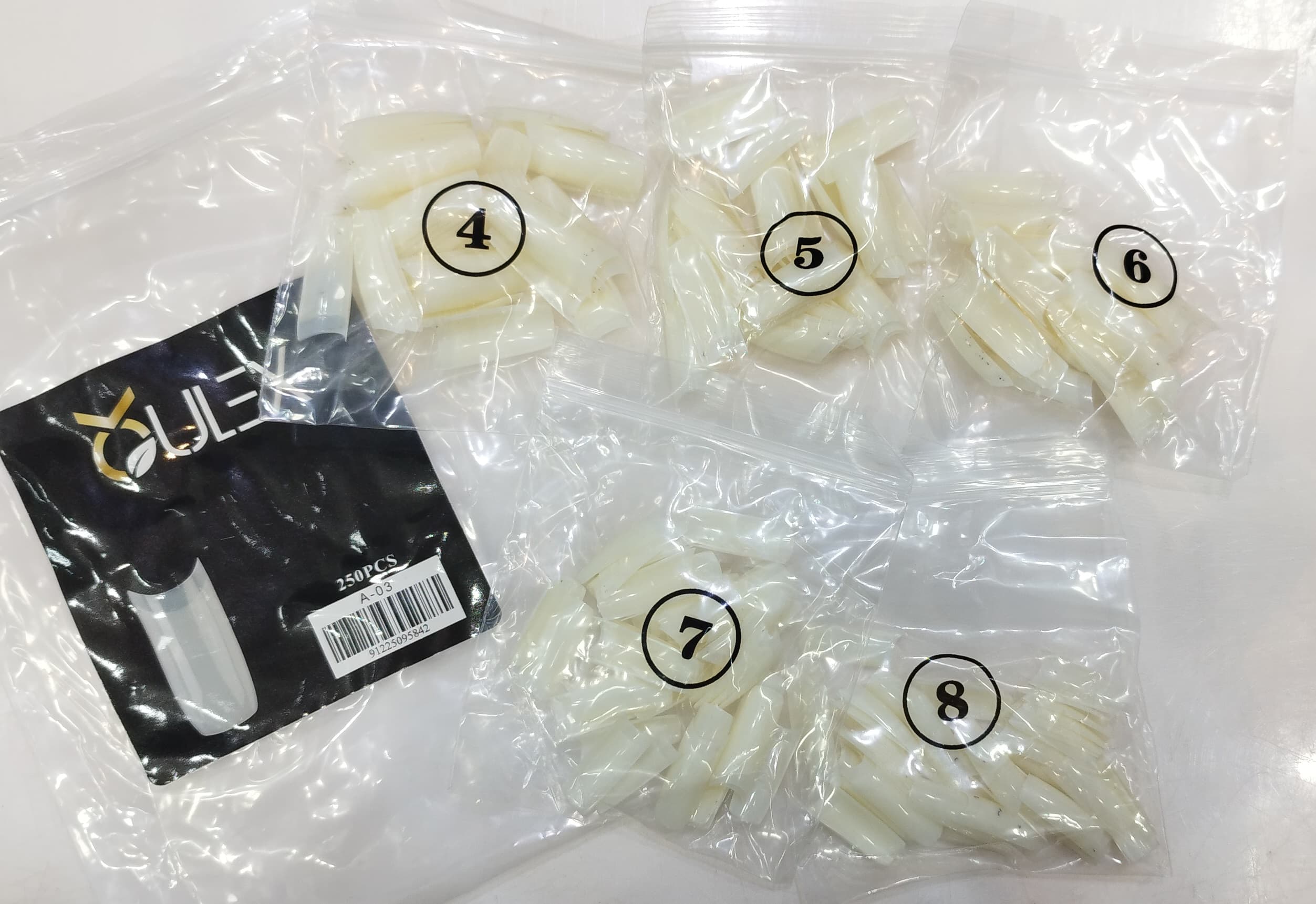 تیپ کاشت ناخن 250 عددی شیری شماره های پرمصرف اولکس Oulex