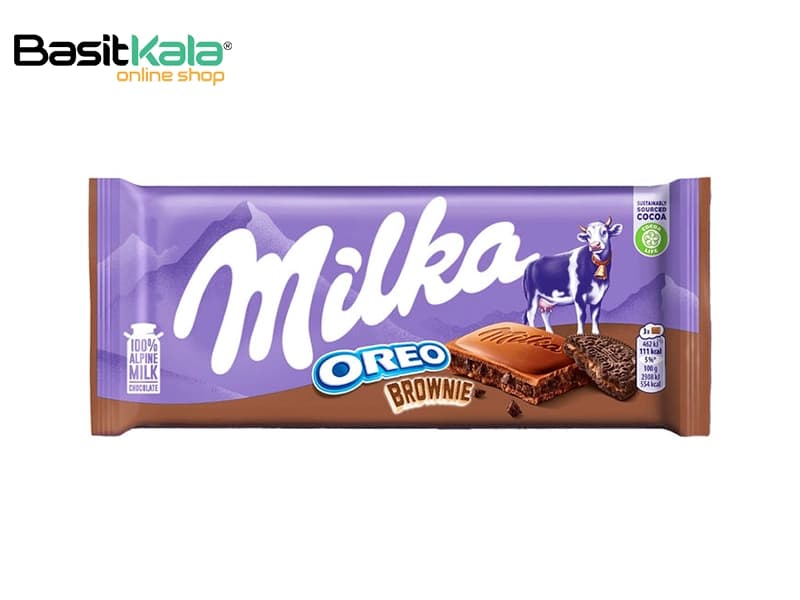 تابلت شکلاتی با مغز بیسکوییت اورئو براونی 100 گرم میلکا