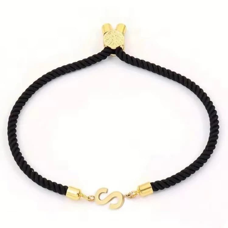 دستبند طلا 18 عیار زنانه شمیم گلد گالری طرح مینیمال حرف S-40