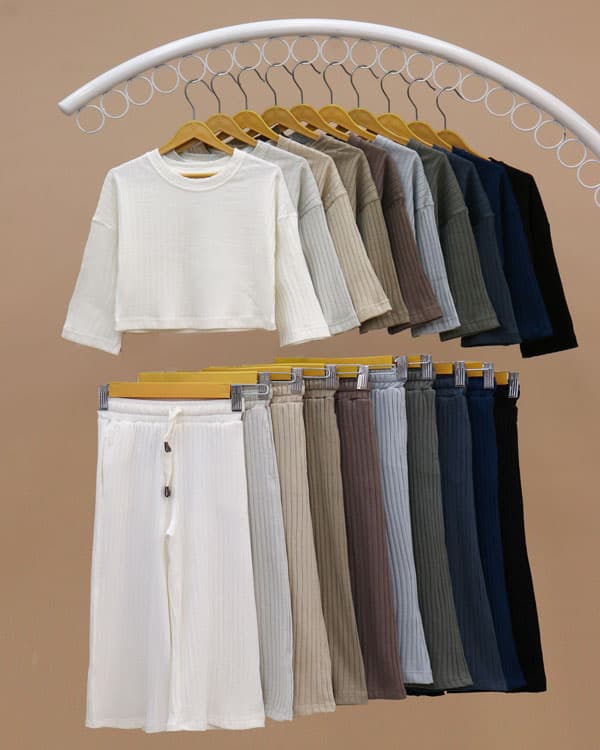 ست مادر دختری کراپ شلوار بگ آکاردئونی