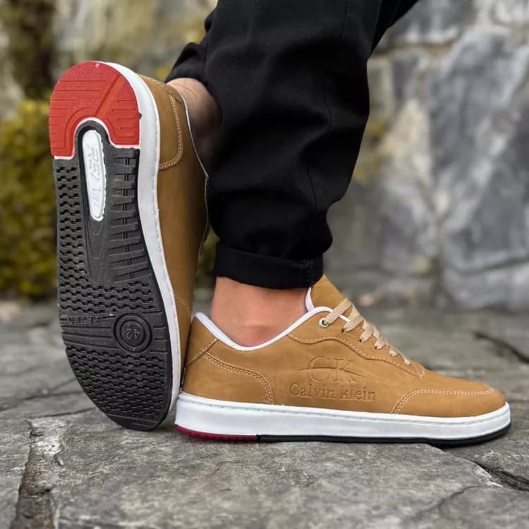 کتانی مردانه کلوین کلین عسلی کد 25559