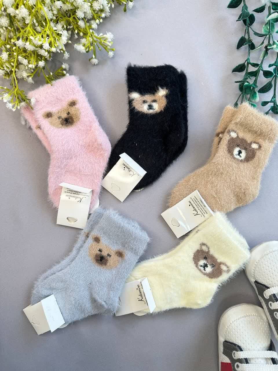 جوراب پشمالو موهر طرح تدی نوزادی و کودک کد 71074