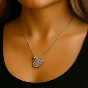 گردنبند استیل زنانه قوی صورتی