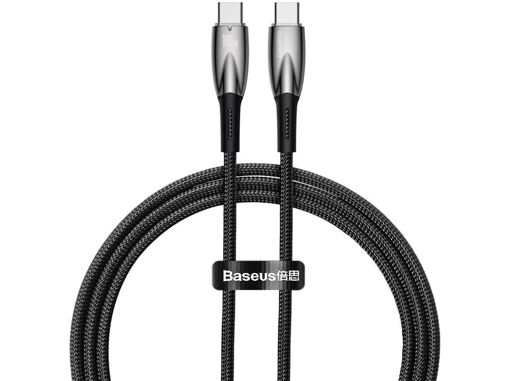 کابل سوپر فست شارژ دو سر تایپ سی 100 وات یک متری بیسوس Baseus Glimmer Type-C To Type-C Fast Charging Data Cable CADH000701
