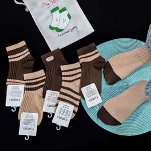 جوراب مچی زنانه کبریتی قهوه ای