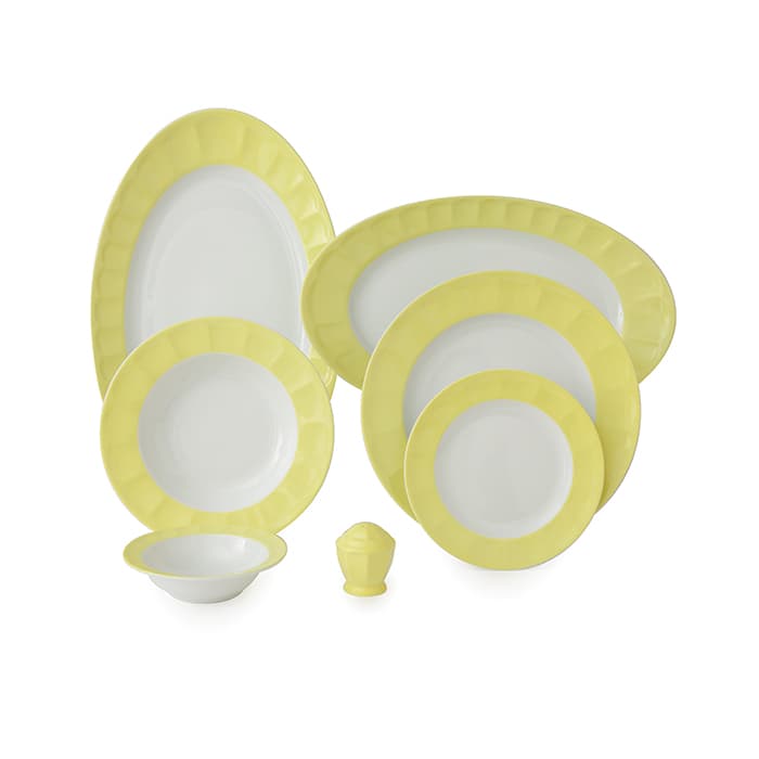 سرویس چینی زرین 6 نفره غذاخوری پاستل لیمویی (29 پارچه)