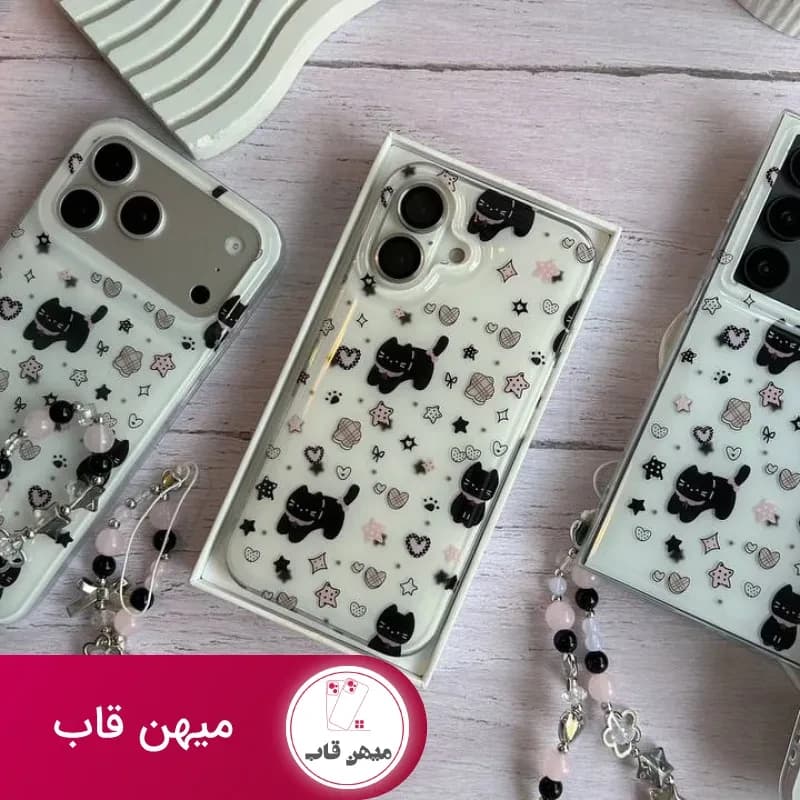 قاب گوشی فانتزی دخترانه گربه قلبی - کد (۱۳۰۵۸۶)