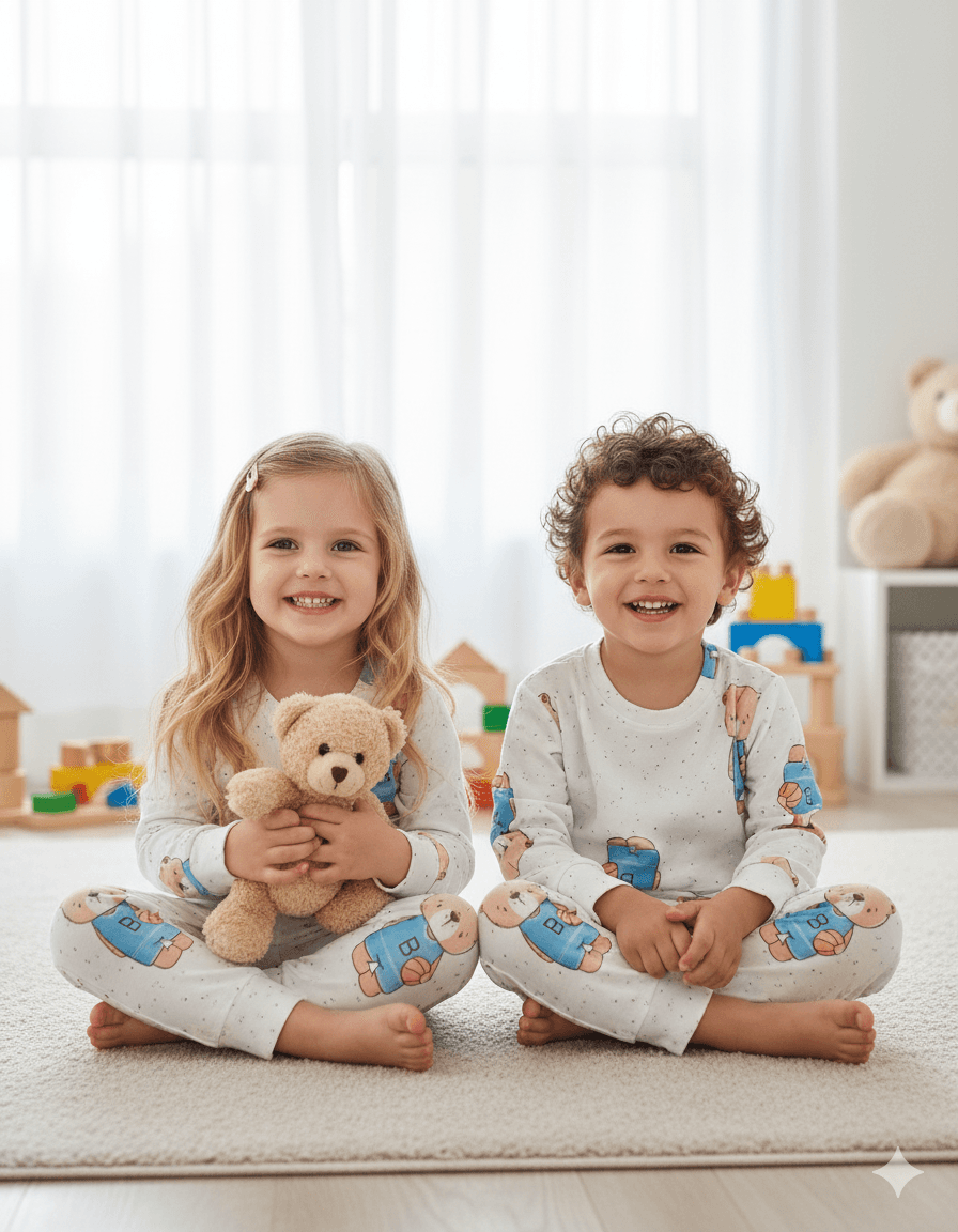 ست آستین بلند راحتی بچگانه چاپ خرس تدی